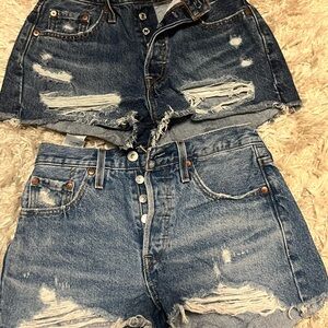 Casual Blue Distressed Jean Shorts